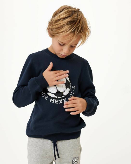 zils 42PB960 zēni Mexx divvirzienu sequince crewneck navy