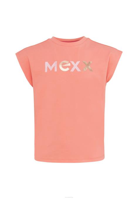 apelsīns 42PB762 meitenes Mexx koraļļu t-krekls ar logotipu ar īsām piedurknēm