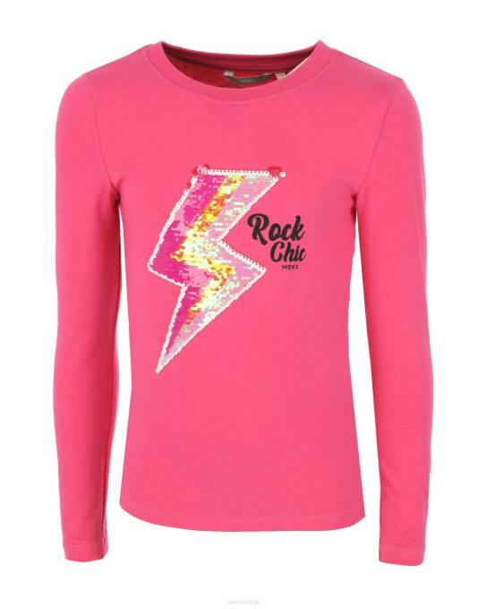 rozā 42PB834 meitenes Mexx T-krekls ar garām piedurknēm, divvirzienu sequins