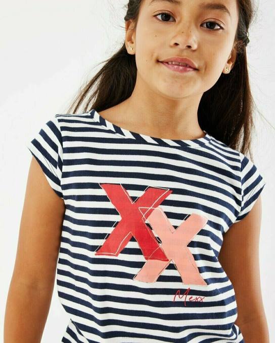 zils 42PB874 meitenes Mexx svītrains mākslas darbs t-krekls navy