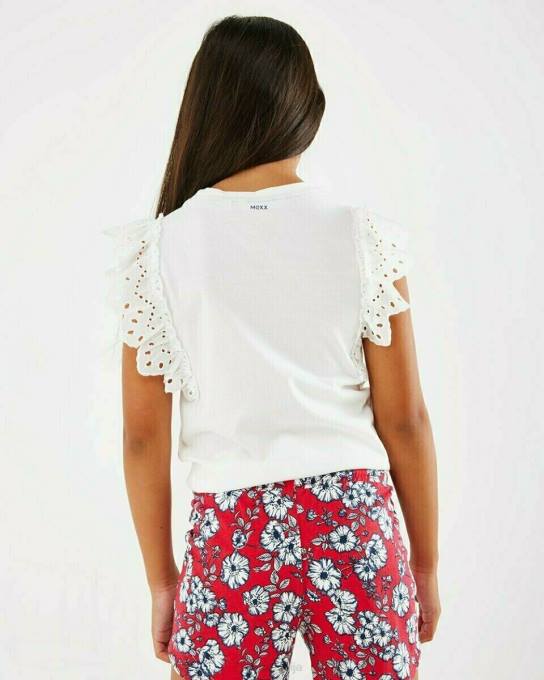 balts 42PB783 meitenes Mexx broidery piedurkņu tops balts