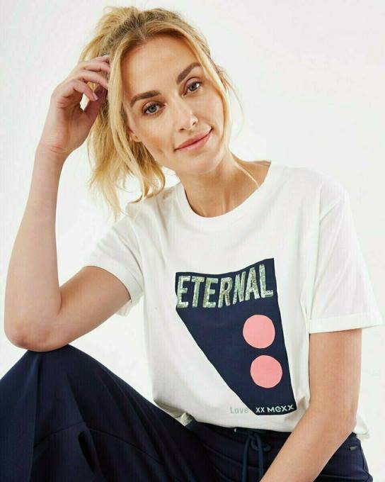 balts 42PB173 sievietes Mexx crewneck T-krekls gandrīz balts