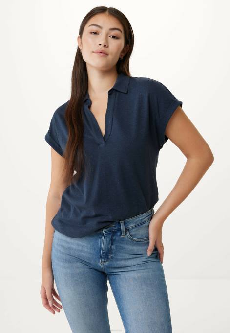 zils 42PB97 sievietes Mexx Navy polo krekls ar īsām piedurknēm