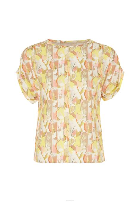 dzeltens 42PB74 sievietes Mexx capsleeve apaļš kakls top print laima
