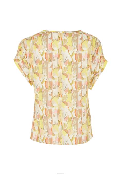 dzeltens 42PB74 sievietes Mexx capsleeve apaļš kakls top print laima