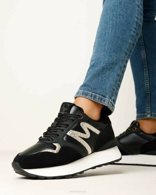 schwarz 42PB347 sievietes Mexx sneaker juju spark melns/sudrabs