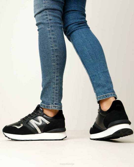 schwarz 42PB347 sievietes Mexx sneaker juju spark melns/sudrabs