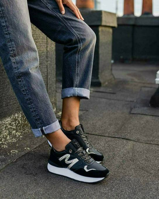 schwarz 42PB347 sievietes Mexx sneaker juju spark melns/sudrabs