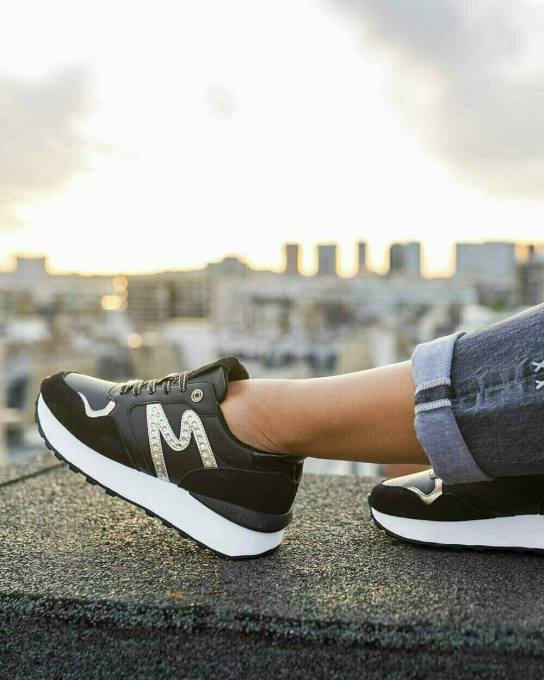 schwarz 42PB347 sievietes Mexx sneaker juju spark melns/sudrabs