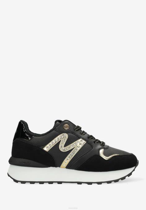 schwarz 42PB348 sievietes Mexx sneaker juju- dzirksti melns/zelts
