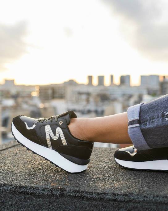 schwarz 42PB348 sievietes Mexx sneaker juju- dzirksti melns/zelts
