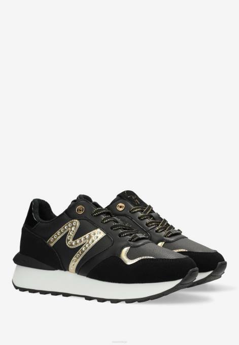 schwarz 42PB348 sievietes Mexx sneaker juju- dzirksti melns/zelts