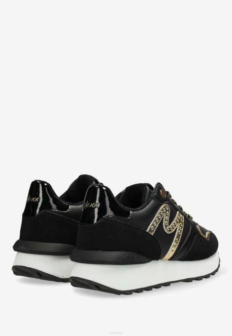 schwarz 42PB348 sievietes Mexx sneaker juju- dzirksti melns/zelts