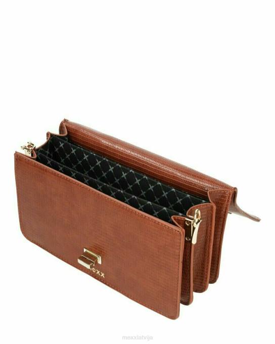 brūns 42PB435 sievietes Mexx flapover crossbody soma brūna