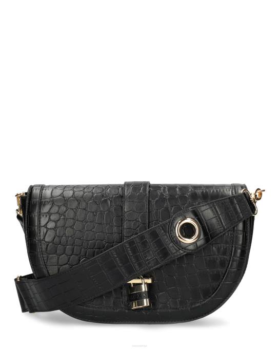 melns 42PB428 sievietes Mexx croco halfmoon crossbody soma