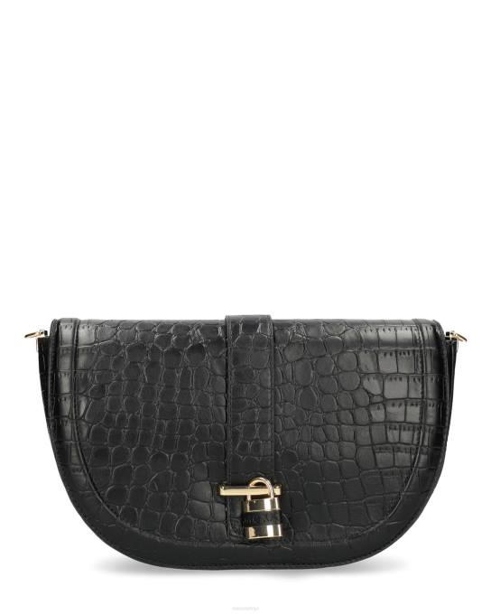 melns 42PB428 sievietes Mexx croco halfmoon crossbody soma