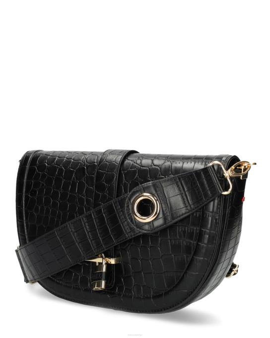 melns 42PB428 sievietes Mexx croco halfmoon crossbody soma