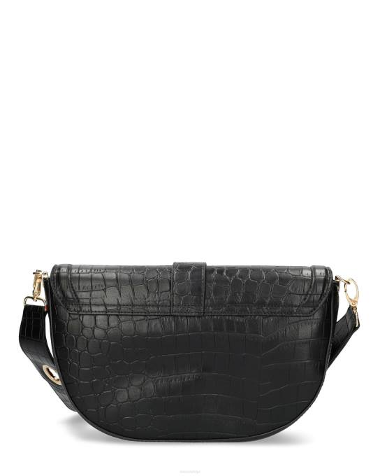 melns 42PB428 sievietes Mexx croco halfmoon crossbody soma