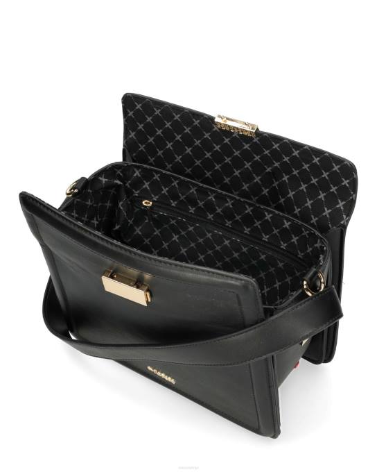 melns 42PB432 sievietes Mexx flapover crossbody soma