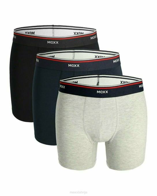 daudzkrāsains 42PB631 vīriešiem Mexx bokseršorti 3 komplektos melni/navy/pelēki tuvcīņa
