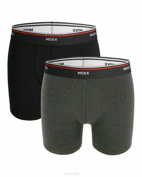 daudzkrāsains 42PB633 vīriešiem Mexx boksersorti 2-pack melns/antracīta melanžs