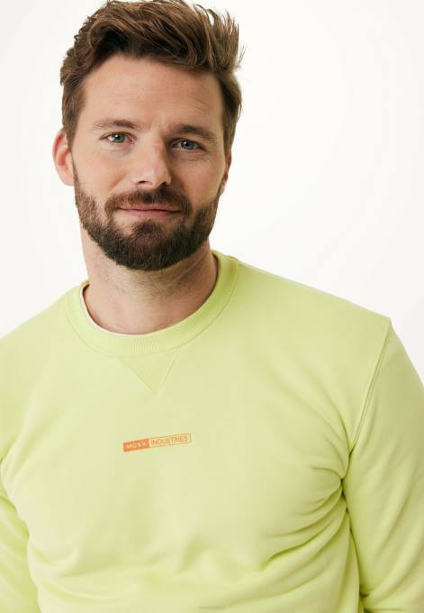 dzeltens 42PB481 vīriešiem Mexx džemperis ar nelielu laima apdruku uz krūtīm
