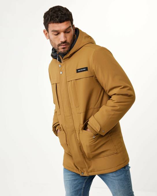 brūns 42PB601 vīriešiem Mexx parka ar kapuci zelta