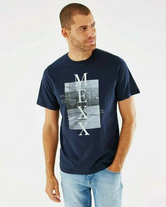 zils 42PB618 vīriešiem Mexx fotoprint t-krekls navy